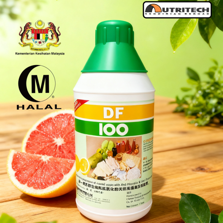 DF-100 bottle - a trusted Natural Food Preservative Malaysia solution